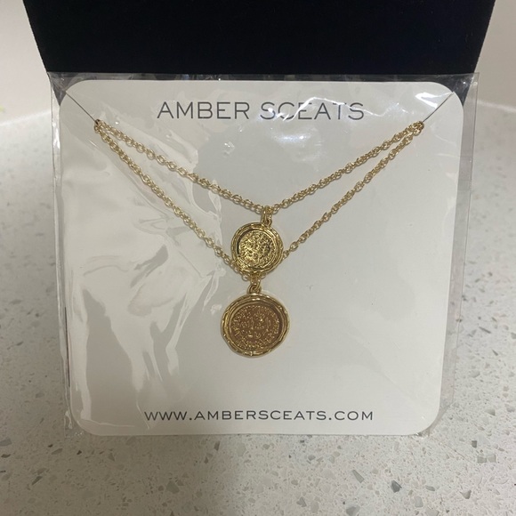 NWT Amber Sceats gold tone double coin necklace - Picture 6 of 7